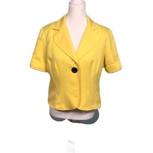 Studio 1 Yellow Women's Short Sleeve Blazer Size 12 Petite Fully‎ lined Pristine